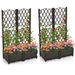 Set Of 2 PE Rattan Raised Garden Bed Reinforced PP Material 32 Watering With Trellis Planter Box For Climbing Plants_maomaolike.com