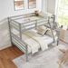 Twin Over Full Bunk Bed With Thick Posts,Wooden Bunk Bed With High Guardrail And Ladder For Kids, Teens, Dorm Rooms, And Guest Rooms,No Box Spring Needed,Grey_maomaolike.com