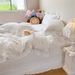 Wholesale INS French Country Style Soft Wrinkled Double Layer Gauze 4-Piece Ruffled Pure Cotton Floral Four-Piece Set_maomaolike.com