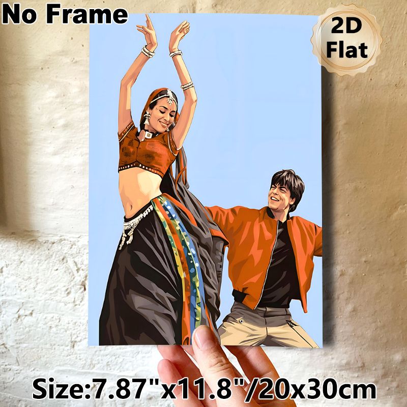 Bollywood Dance Painting Poster, Vibrant Stylized Character Poster, Captures Joyful Traditional Dance Vibe, Ideal For Living Room And Entertainment_maomaolike.com