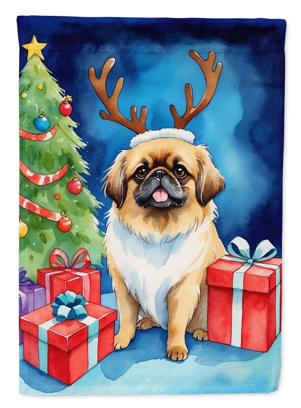 Pekingese Christmas Reindeer Garden Flag Mailbox Flag Decorative Yard Flag Banner Outside Patio Artwork Yard Flower Beds, Garden Size, Multicolor_maomaolike.com