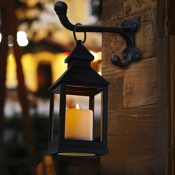 Vintage Lantern Decorative LED Flickering Flameless Candle With Timer, Battery Powered LED Decorative Hanging Lanterns For Indoor Outdoor Garden Yard Home Decor_maomaolike.com