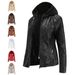 Hooded leather jacket two-piece set can remove oversize leather jacket female PU washed leather_maomaolike.com