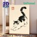 Ink Wash Cat Painting Poster, Serene Chinese Ink-style Spotted Sleepy Cat Poster, Artistic Calm Decor Option For Living Room, Bedroom_maomaolike.com