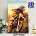 Motocross Themed Painting Poster, Vibrant Splash-art Style Sunlit Dirt Bike Rider Poster, Dynamic Energetic Decor Ideal For Garage, Living Room, Man_maomaolike.com