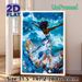 Ocean-themed Dancing Figure Painting Poster, Vibrant Impasto-style Poster, Rich-hued Design With Swirling Waves & Seashells, Elegant Wall Decor Option_maomaolike.com