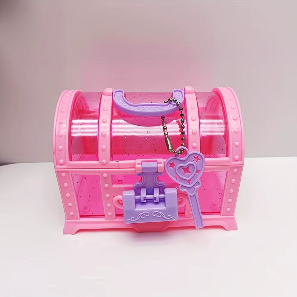 1pc Pink/Purple Cute Makeup Box, Plastic Toy Box With Lock, Treasure Chest Jewelry Case, Decoration Ornament Case Girls Dressing_maomaolike.com