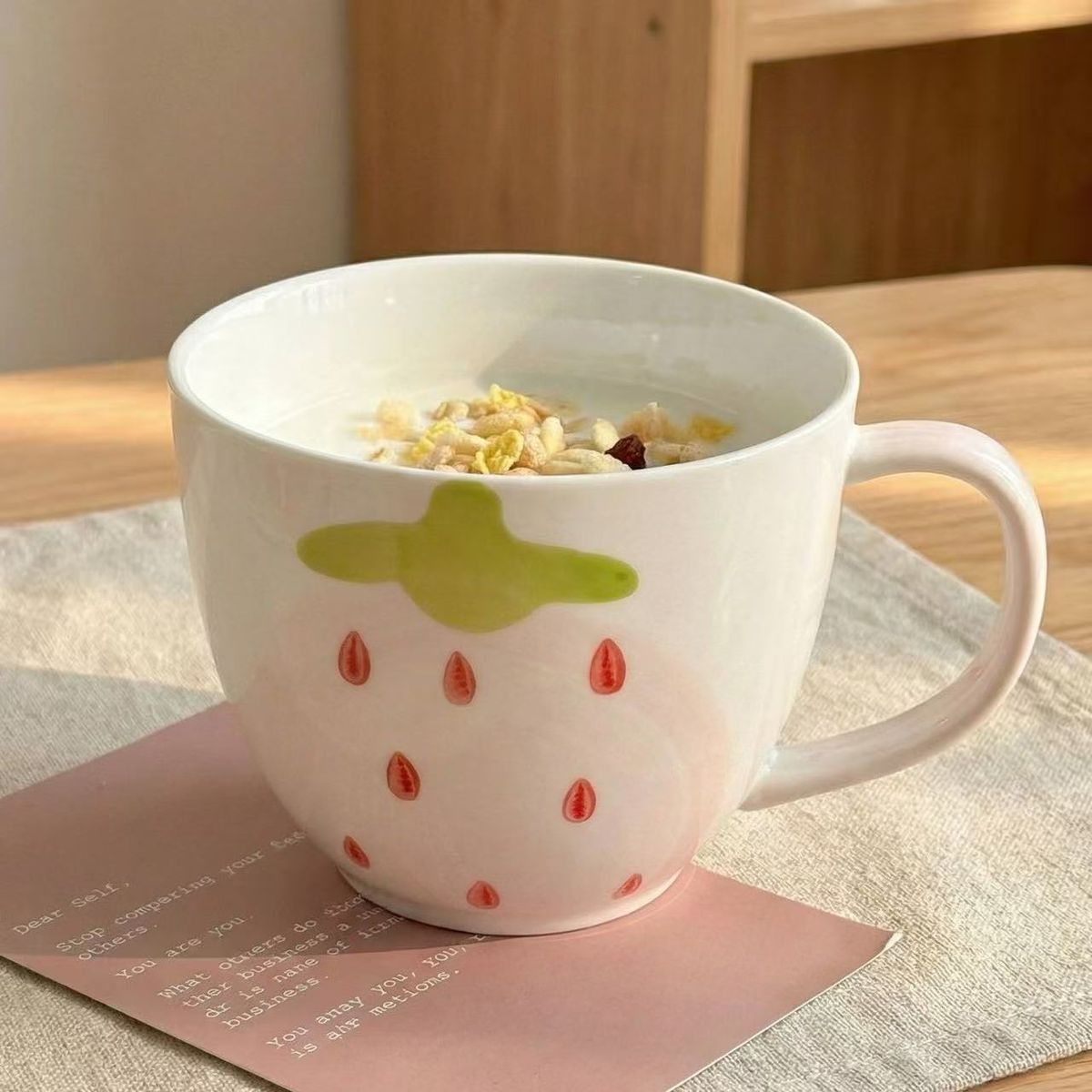 Cute Strawberry Mug Ceramic Underglaze Colored Milk Cup_maomaolike.com