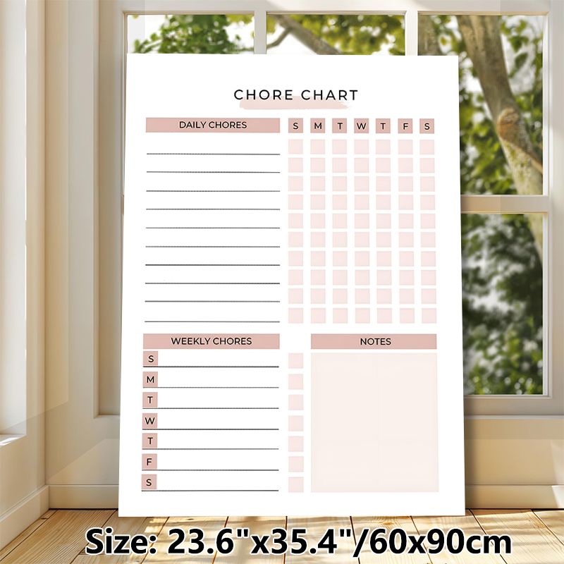 Chore Chart Painting Poster, Soft Blush Minimalist Chore Planner Poster, Practical Design To Track Daily And Weekly Household Tasks, Ideal For Home_maomaolike.com