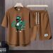 Men's Clothing 2024 Waffle Casual Summer Suit Men's Loose Teen Short sleeved T shirt Shorts Handsome Two piece Suit_maomaolike.com