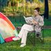 Oversized Camping Chair With Side Table And 2 Storage Pockets PU Coated Oxford Cloth For Camping, RV Trip Or Family Travel_maomaolike.com