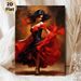Flamenco Dancer Painting Poster, Vibrant Impressionist-style Poster, Captures Passionate Dance Movement With Flowing Red Fabric, Suitable For Living_maomaolike.com