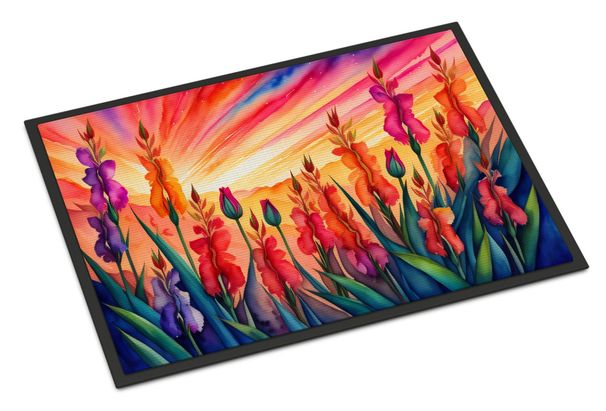 Gladiolus In Color Doormat Front Door Mat Indoor Outdoor Rugs For Entryway, Non Slip Washable Low Pile, 24H X 36W_maomaolike.com