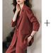 Women's Clothing Red simple fashion suit suit women's suit jacket high waist straight fashion_maomaolike.com