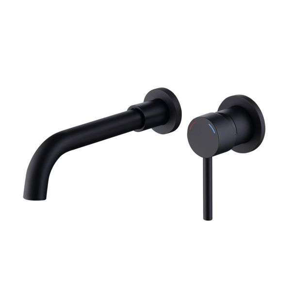 Wall Mount Faucet For Bathroom Sink Or Bathtub, Single Handle 2 Holes Brass Rough-in Valve Included, Matte Black_maomaolike.com