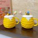 Little Bee Ceramic Cup With Lid Spoon, Mug, Coffee Cup_maomaolike.com
