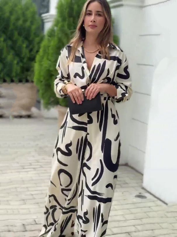 Women's Clothing commuting leisure color loose wide leg pants suit_maomaolike.com