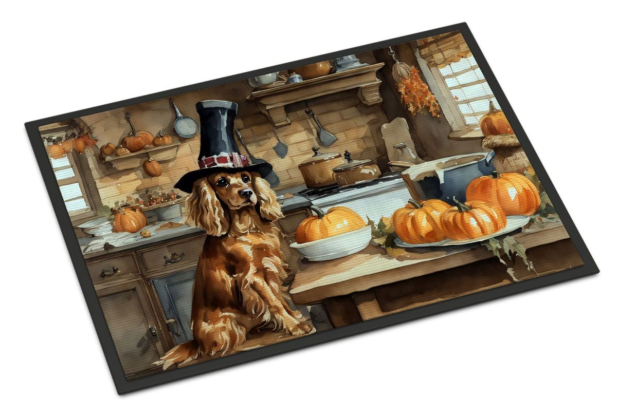 Cocker Spaniel Fall Kitchen Pumpkins Doormat Front Door Mat Indoor Outdoor Rugs For Entryway, Non Slip Washable Low Pile, 24H X 36W_maomaolike.com