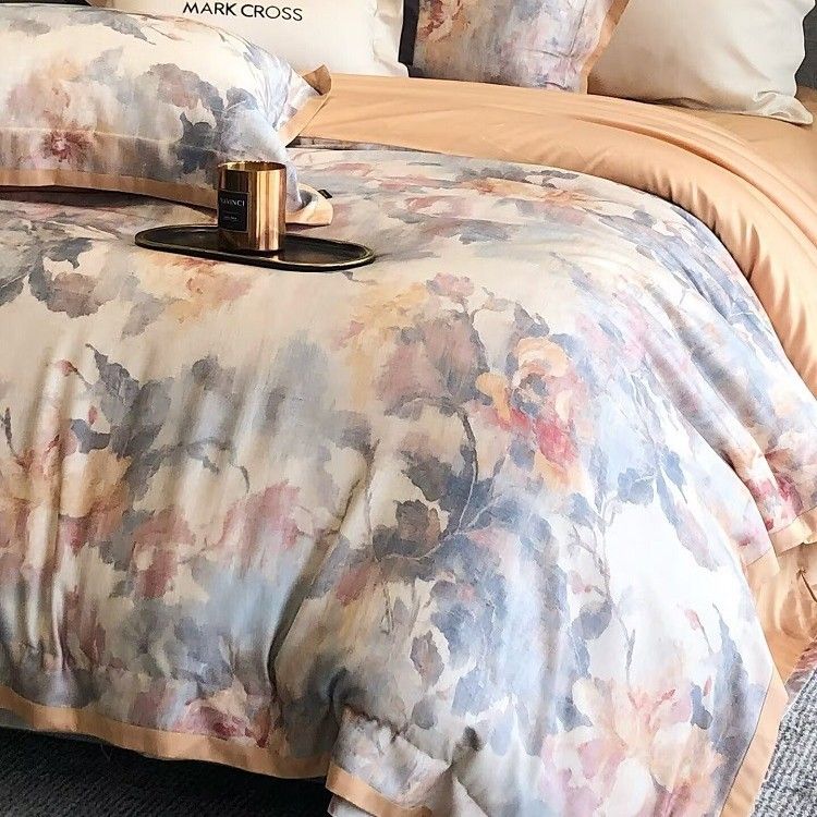 Malochi Ultra Soft Warm Thermal Ice Cream Ultra-fine Denier Tencel Brushed Four-piece Set Naked Sleep Duvet Cover Oil Painting Sty_maomaolike.com