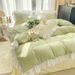 Wholesale INS Korean Mixed Color Skin-Friendly Soft Brushed Princess Style Ruched Ruffle Trim Four-Piece Set_maomaolike.com