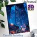Roppongi Tokyo Night Cityscape Painting Poster, Vibrant Anime-style Glowing Skyscraper Night View Poster, Captivating Urban Night Scenery Ideal For_maomaolike.com