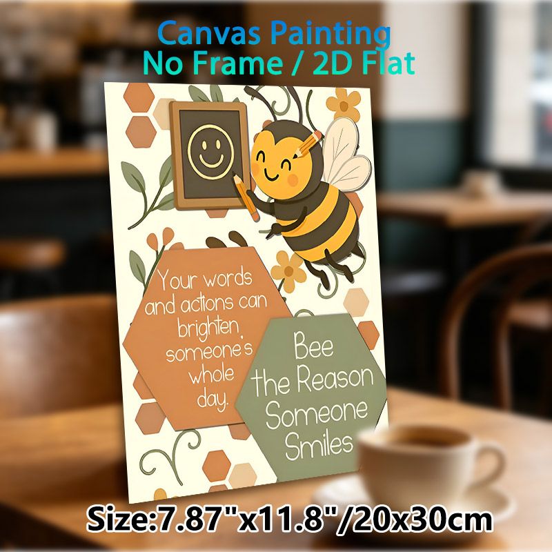 Bee Inspirational Quote Painting Poster, Cute Cartoon Cheerful Bee & Uplifting Messages Poster, Warm Motivational Decor Ideal For Home, Office Or_maomaolike.com