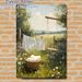 Rustic Laundry Yard Painting Poster, Warm-toned Idyllic Pastoral Poster, Sunlit Yard With Hanging Clothes, Wildflowers And Swing, Adds Cozy Rural Feel_maomaolike.com