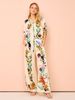Women's clothing satin printed temperament short-sleeved shirt + trousers two-piece set_maomaolike.com