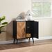 Accent Cabinet With Adjustable Shelf, Kitchen Storage Cabinet With Herringbone Design, Black Sideboard For Living Room, Kitchen, Entryway_maomaolike.com