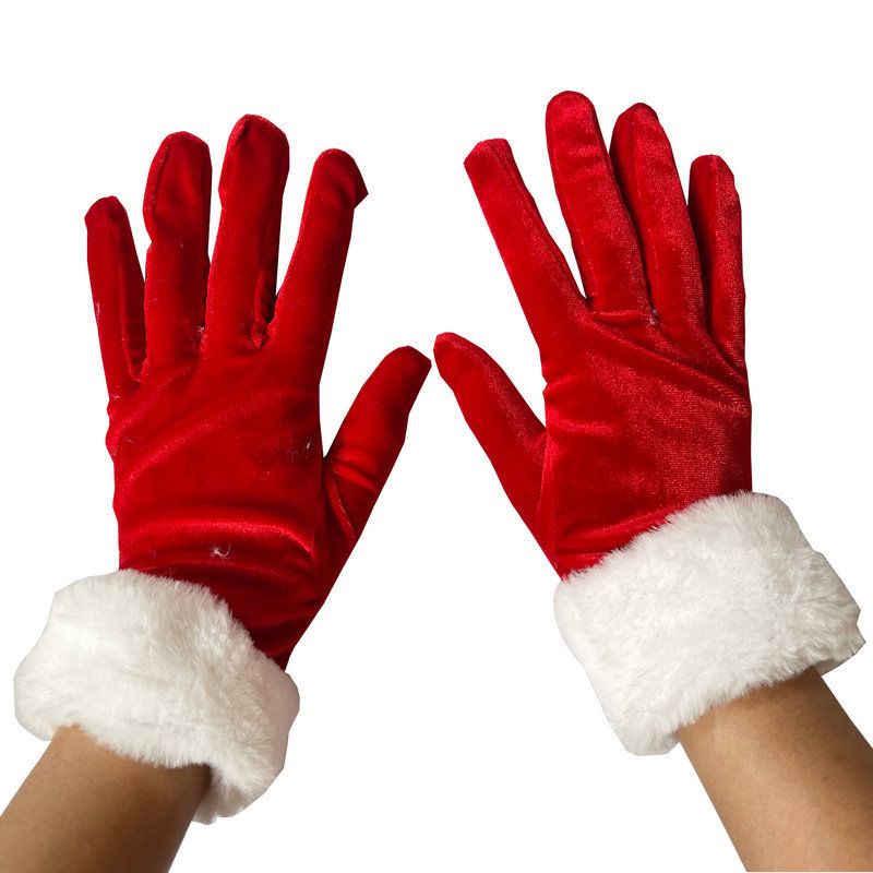 Christmas sock Short canary and white wool gloves Christmas gala ceremonial performance gloves Winter gloves_maomaolike.com