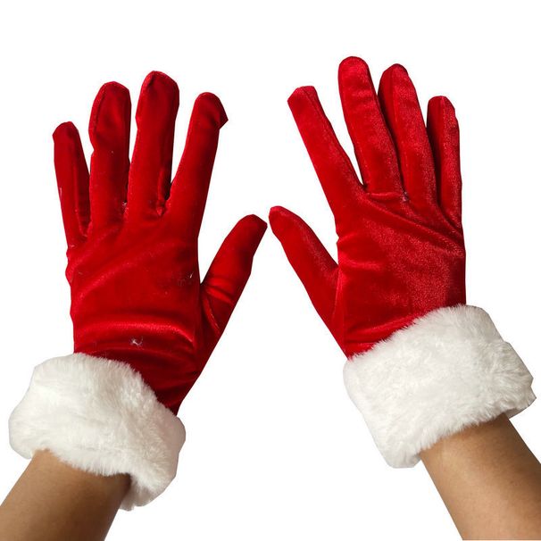 Christmas sock Short canary and white wool gloves Christmas gala ceremonial performance gloves Winter gloves_maomaolike.com
