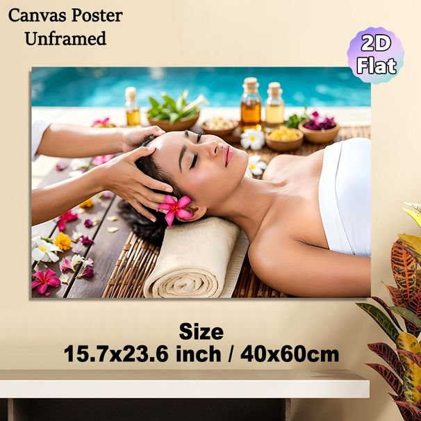 Spa Massage Themed Painting Poster, Serene Tranquil Spa Scene Poster, Delivers Soothing Relaxing Vibe, Suitable For Spa Room, Wellness Center And Home_maomaolike.com