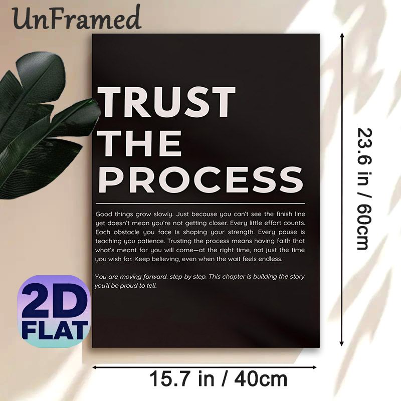Inspirational "Trust The Process" Painting Poster, Minimalist Black & White Typographic Poster, Motivational Text Art To Boost Positivity, Ideal For_maomaolike.com