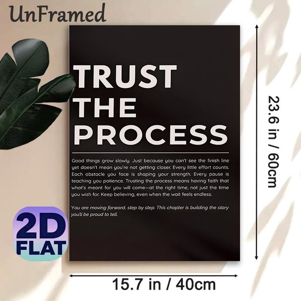 Inspirational "Trust The Process" Painting Poster, Minimalist Black & White Typographic Poster, Motivational Text Art To Boost Positivity, Ideal For_maomaolike.com