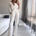 Women's long skirt jumpsuit slanted placket mid-waist temperament commuting jumpsuit_maomaolike.com
