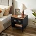 2 Set Nightstands With Grille Striped Doors, Mid Century Modern Nightstand, Bedside Table With Slatted Drawer Decor, End Tables Bedroom With Metal Legs, Night Stand For Bedroom_maomaolike.com