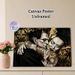 Gothic Monster Couple Painting Poster, Vintage Dark-toned Tattooed Monster Pair With Ornate Golden Filigree Poster, Unique Gothic Art Ideal For_maomaolike.com
