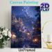 Starry Mountain Village Painting Poster, Enchanting Magical Fantasy Night Scene Poster, Soft Glowing Lights Create Cozy Atmosphere, Ideal For Bedroom_maomaolike.com