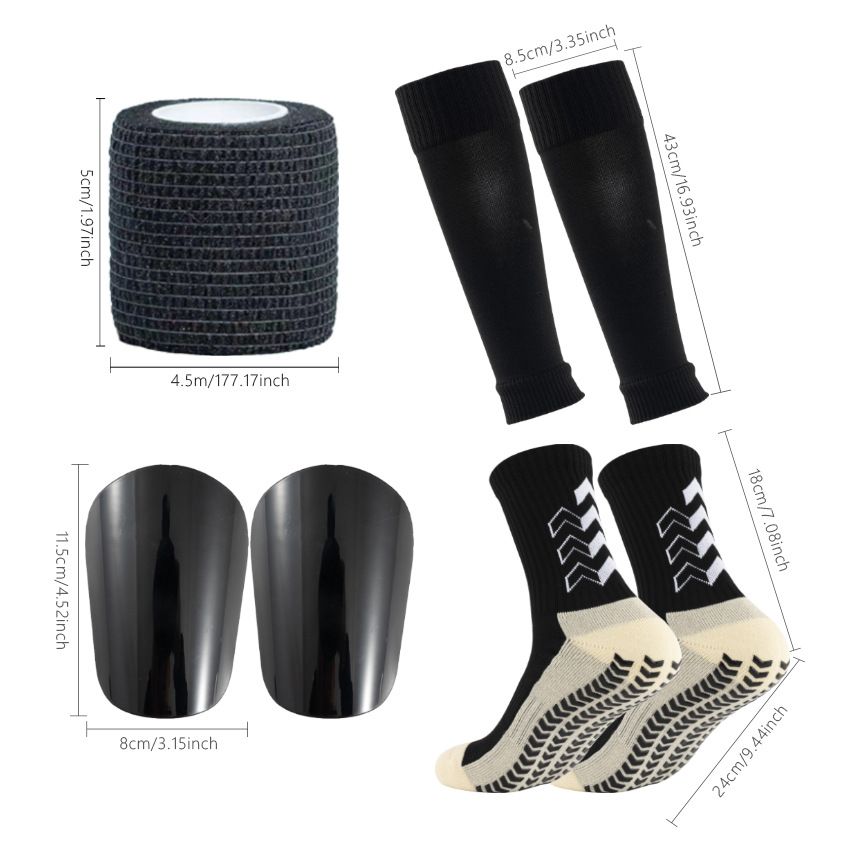 adult thickened knee high football socks shin guards set men and women dotted anti slip socks combination_maomaolike.com