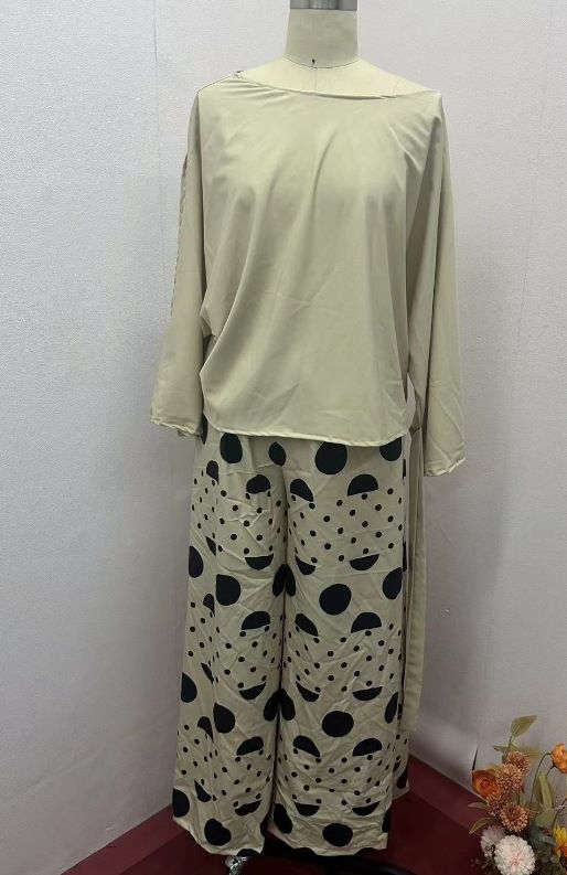 Women's Clothin fashion oblique collar one shoulder high waist casual printed pants suit for women_maomaolike.com