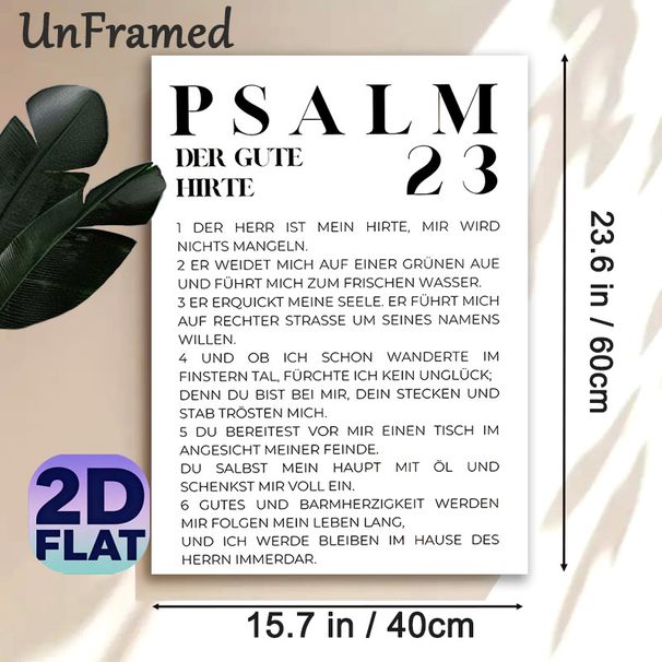 Psalm 23 The Good Shepherd Painting Poster, Minimalist Black-and-White Typographic Poster, Serene Spiritual Scripture Decor Ideal For Home, Prayer_maomaolike.com