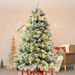 6 Ft Prelit Pencil Christmas Tree, Flocked Artificial Xmas Tree With Warm WhiteLights, Full Branch Tips, Perfect Choice Decoration For Xmas Holiday, Flocked ChristmasTree Prelit_maomaolike.com