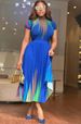 Women's Clothing spring and summer hot style printed short sleeved top half length pleated dress_maomaolike.com