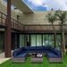 7-Piece Outdoor Patio Furniture Sets, All-Weather Wicker Rattan Sectional Sofa, Modern One Glass Coffee Table And Washable Seat Cushion (Gray+Blue)_maomaolike.com
