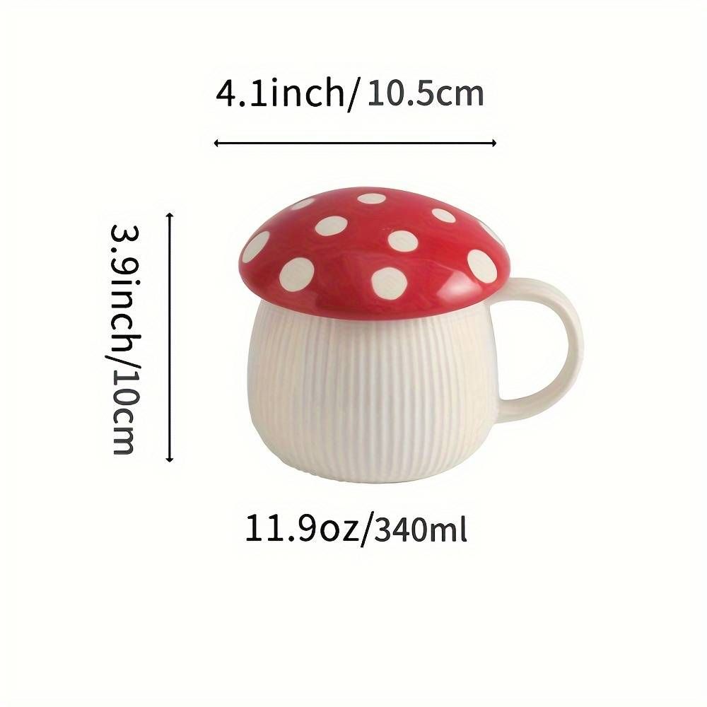 Red Mushroom Cup With Lid Mug Ceramic Creative Coffee Cup Drinking Water Ceramic Tea Cup Kitchen Supplies, Tableware Accessories_maomaolike.com