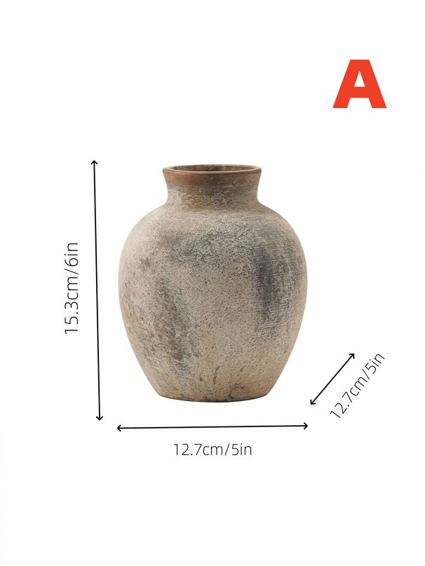 1PC Ceramic Antique Tile Pizza Style Vase Suitable For Japanese Art Decoration Farmhouse Interior Flower Arrangement Beautiful Ornament_maomaolike.com