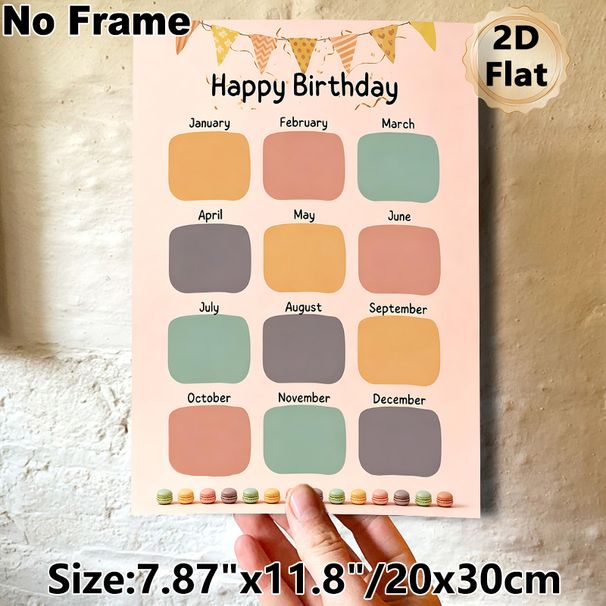 Birthday Tracker Painting Poster, Pastel-toned Monthly Birthday Record Poster, Functional Design To Log Birthdays, Suitable For Office, Living Room_maomaolike.com