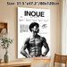 Boxer Naoya Inoue Painting Poster, Monochrome Stylized Athlete Portrait Poster, Showcases Championship Honors & Fighter Profile, Ideal For Gym, Home_maomaolike.com
