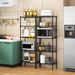 Adjustable Modular Metal Shelving Unit Heavy Duty Kitchen Storage Rack Organizer Microwave Shelf Black Space Saving For Home Garage Pantry_maomaolike.com