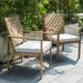 Set Of 2 Patio Chairs, Hand-Made Drawstring Outdoor Dining Chairs Waterproof With Cushion, Metal Chairs For Patio, Deck, Garden, Yard - Wood Grain_maomaolike.com